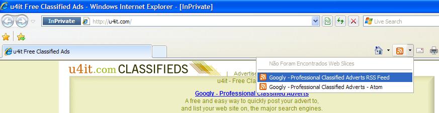 Add u4it Classified Adverts in Internet Explorer